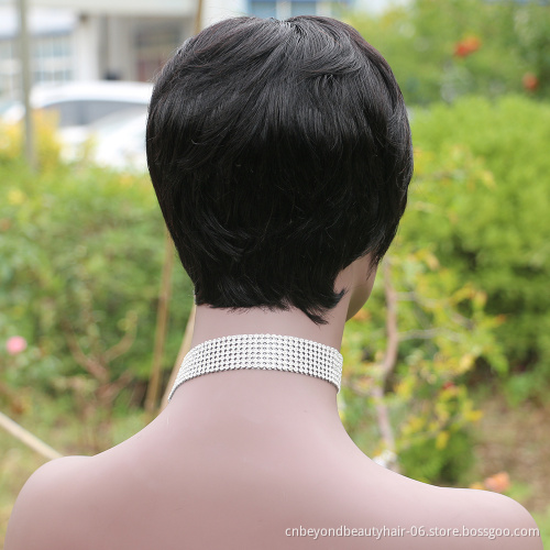 Short Wigs with Bangs Human Hair Wig  Afro Curly Pixie Cut Curly Wigs for Black Women natural black